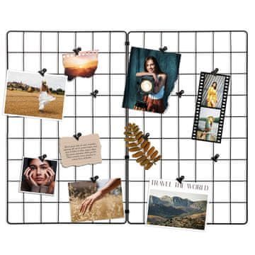 shumee Mrežna kovinska stenska plošča za fotografije, zapiske, sponke za zapiske, velika XL