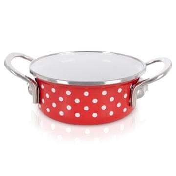 Artemis Emajliran jekleni lonec, majhen nizek lonec, retro ponev 12 cm 0,6 l