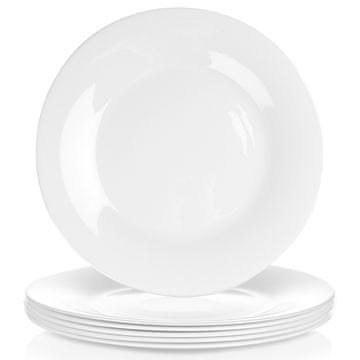 shumee Plitki stekleni krožniki za večerjo, beli, 25,5 cm, 6 kosov.