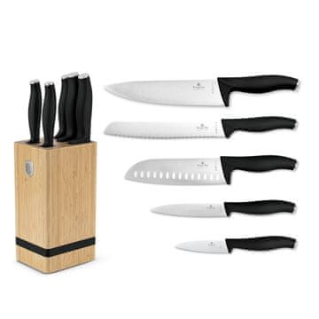 shumee BERLINGER HAUS BH-2971 MAT ČRNI KOMPLET NOŽEV IZ BAMBUSOVEGA LESA