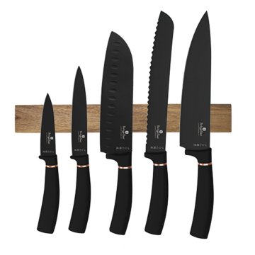 shumee KOMPLET 5 KUHINJSKIH NOŽEV Z REZILOM BERLINGER HAUS BH-2884 ČRNE ROZE