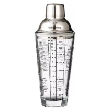 shumee STEKLENI BARMANSKI SHAKER 400 ml Z RECEPTI KLAUSBERG KB-7647