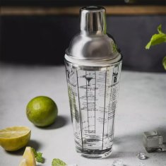 shumee STEKLENI BARMANSKI SHAKER 400 ml Z RECEPTI KLAUSBERG KB-7647