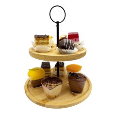 shumee DVONADSTROPNI LESENI KROŽNIK ZA TORTE IN PRIGRIZKE 3803