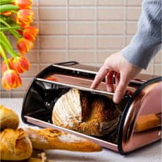 shumee KINGHOFF KH-1870 JEKLENA ŠKATLA ZA KRUH, roza zlata