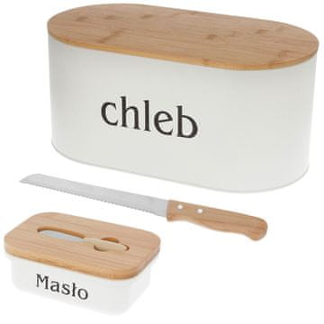 BRUNBESTE JEKLENA ŠKATLA ZA KRUH + POSODA ZA MASLEC Z NOŽEM + NOŽ ZA KRUH 2775