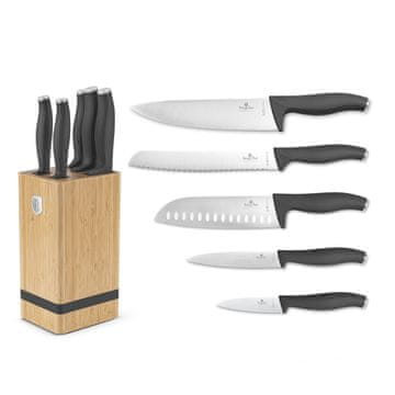 shumee BERLINGER HAUS BH-2968 ANTRACITNI KOMPLET NOŽEV IZ BAMBUSOVEGA KOSA