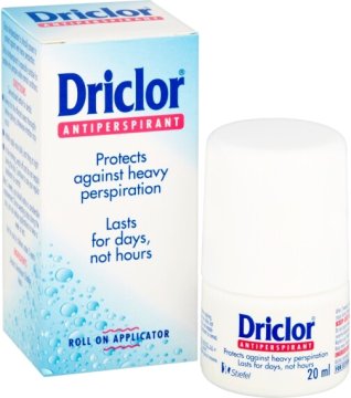 Driclor Antiperspirant roll-on proti prekomernemu potenju, raztopina 20 ml