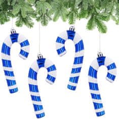 sarcia.eu KOMPLET okraskov SLADKORNA PALICA, 13 cm, PLASTIČNI okraski za božično drevo, obeski za božično drevo, SET 4 kosi