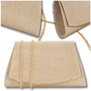 Camerazar Eleganten večerni brokatni nahrbtnik, zlat, sintetični material, 100 cm