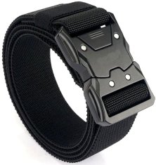 Camerazar Taktični Vojaški Pas SURVIVAL Unisex, Črn, Polipropilenski Najlon, 38 mm Širina