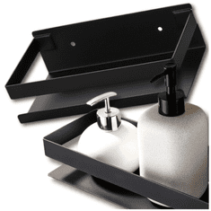 Camerazar Univerzalna viseča polička 30 cm, črna nerjaveča jekla, vodoodporna