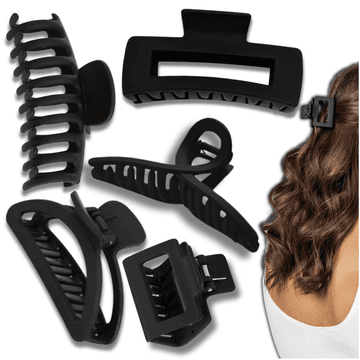 Camerazar Set 5 kosov črnih mat sponk za lase