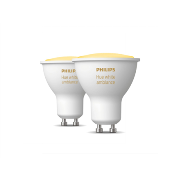 shumee Philips Hue WA 4,3 W GU10, paket 2 kosov Philips Hue | Hue WA 4,3 W GU10, paket 2 kosov | GU10 | 4,3 W | Topla bela 2200–6500 K | Bluetooth in Zigbee