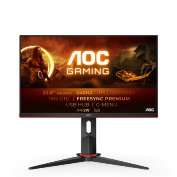 shumee AOC | 24G2ZU/BK | 23,8" | IPS | FHD | 16:9 | 1 ms | 350 cd/m² | Črna | Izhod za slušalke (3,5 mm) | HDMI vhodi: 2 | 240 Hz