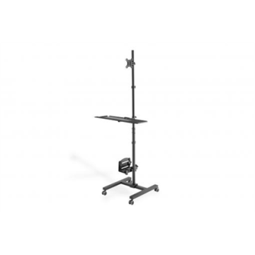 shumee Voziček DIGITUS DA-90374 - za LCD zaslon / tipkovnico / miško / procesor - črn | 49,5 cm x 50 cm x 178 cm | 10,3 kg