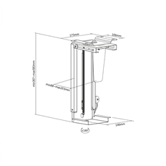 Digitus Digitus | Namizni nosilec za računalnik | 30–51 cm | DA-90411 | " | Jeklo | Črna