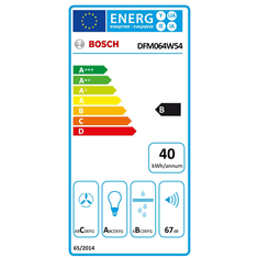 shumee Bosch | Napa | DFM064W54 Serija 2 | Razred energijske učinkovitosti B | Teleskopska | Širina 60 cm | 388 m³/h | Mehanska | Metalno srebrna | LED