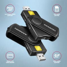 shumee AXAGON Kompaktni potovalni kontaktni bralnik pametnih/ID kartic in SD/microSD/SIM kartic z USB-A + USB-C | CRE-SMP2A