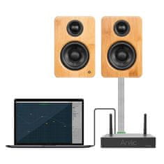 shumee Arylic A30+, 30 W x 2, WiFi, mini stereo ojačevalnik, črno/srebrn