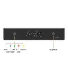 shumee Arylic A30+, 30 W x 2, WiFi, mini stereo ojačevalnik, črno/srebrn