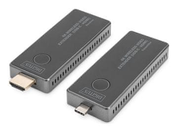 shumee Brezžični video podaljšek Digitus 4K, 30 m (USB-C - HDMI) | DS-55324 | Črna/srebrna