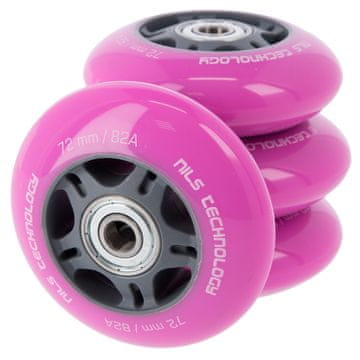 Nils Extreme PU 72x24 82A RUŽOVÁ (4 ks) + ABEC-7 (8 ks) SADA NILS EXTREME