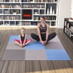 shumee MP10 MULTIBALENIE Ľ. SIVÁ-MODRA-ST.SIVÁ OCHRANNÁ PODLOŽKA NA SKLADANCE 60x60x1,0 CM (SADA 9 KS) ONE FITNESS
