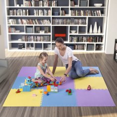 shumee MP10 MULTIBALENIE ŽLTO-MODRO-FIALOVÁ OCHRANNÁ PODLOŽKA NA SKLADANIE 60x60x1,0 CM (SADA 9 KS) ONE FITNESS
