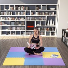 shumee MP10 MULTIBALENIE ŽLTO-MODRO-FIALOVÁ OCHRANNÁ PODLOŽKA NA SKLADANIE 60x60x1,0 CM (SADA 9 KS) ONE FITNESS