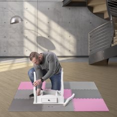 shumee MP10 MULTIBALENIE OCHRANNÁ PODLOŽKA NA SKLADANCE VOĽNE SIVÁ-RUŽOVÁ-STREDNE SIVÁ 60x60x1,0 CM (SADA 9 KS) ONE FITNESS