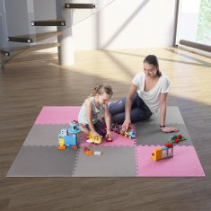 shumee MP10 MULTIBALENIE OCHRANNÁ PODLOŽKA NA SKLADANCE VOĽNE SIVÁ-RUŽOVÁ-STREDNE SIVÁ 60x60x1,0 CM (SADA 9 KS) ONE FITNESS