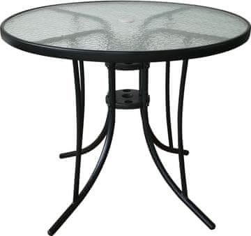 shumee Vrtna miza za balkonsko teraso 90 cm, luknja za senčnik, velika, STEKLENA
