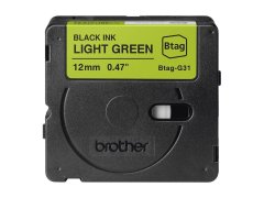 shumee Brother BTAG-G31 BTAGG31 12 mm črn na svetlo zelenem traku