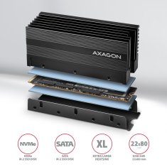 shumee AXAGON Pasivni aluminijast hladilnik za enostranske in dvostranske M.2 SSD diske, velikost 2280, višina 36 mm | CLR-M2XL