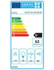 shumee Elica | Napa | ELITE14 LUX BL/A/60 | Teleskopska | Razred energijske učinkovitosti D | Širina 60 cm | 368 m³/h | Pritisni gumbi | LED | Črna