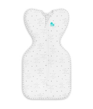 LOVE TO DREAM Swaddle UP - velikost XS - bela, Napisi STAGE1 - 0,2 TOG Original