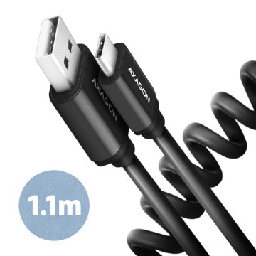 shumee AXAGON Twister kabel, 1,1 m | BUCM-AM20TB | USB tipa A na USB tipa C