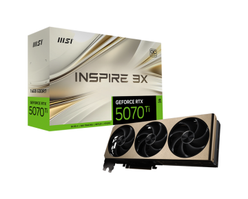 shumee MSI GeForce RTX 5070 Ti 16G INSPIRE 3X OC PLUS | NVIDIA | 16GB | GeForce RTX 5070 Ti | GDDR7 | Število HDMI vrat: 1 | PCI Express Gen 5