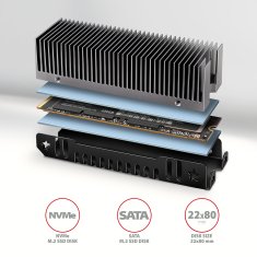shumee AXAGON Aluminijast pasivni hladilnik za enostranske in dvostranske M.2 SSD diske velikosti 2280, višina 24 mm | CLR-M2XT