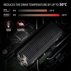 shumee AXAGON Aluminijast pasivni hladilnik za enostranske in dvostranske M.2 SSD diske velikosti 2280, višina 24 mm | CLR-M2XT