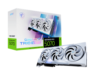 shumee MSI GeForce RTX 5070 12G GAMING TRIO OC BELA | NVIDIA | 12GB | GeForce RTX 5070 | GDDR7 | Število HDMI vrat: 1 | PCI Express Gen 5
