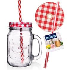 Orion Steklen kozarec za pijačo s pokrovom in slamico 450 ml