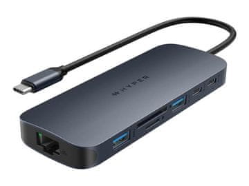shumee HyperDrive EcoSmart Gen2 univerzalno zvezdišče USB-C z 10 funkcijami, 140 W napajanjem PD3.1, prehodom Ethernet LAN (RJ-45) in enim HDMI priključkom.