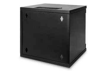 shumee Stenska omarica Digitus DN-10-06U-B, črna, zaščitni razred IP20, steklena vrata z enim odpiranjem, globina 300 mm, nosilnost 30 kg. Idealna za profesionalne montaže.