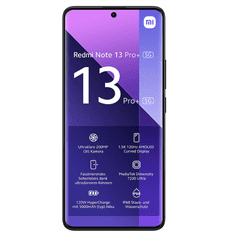 shumee Xiaomi Redmi Note 13 Pro+ | Črna | 6,67" AMOLED | 1220 x 2712 slikovnih pik | Mediatek Dimensity 7200 Ultra | 12 GB RAM-a | 512 GB | Dvojna SIM kartica | 5G | Zaslon 200+8+2 M