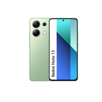 shumee Xiaomi Redmi Note 13 v mint zeleni barvi, 6,67 palca, AMOLED, 1080 x 2400 slikovnih pik, Qualcomm, 8 GB RAM-a, 256 GB, dve SIM kartici, 4G, glavna kamera 108+8+2 MP, sprednja kamera 16 MP, Android 13