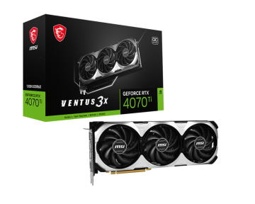 shumee MSI | GeForce RTX 4070 Ti VENTUS 3X 12G OC | NVIDIA | 12GB | GeForce RTX 4060 Ti | GDDR6X | 1 HDMI vhod | PCI Express Gen 4 | Taktna frekvenca pomnilnika 21000MHz