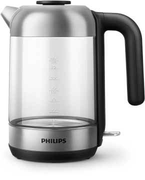 shumee Philips | Grelnik vode | HD9339/80 | Električni | 2200 W | 1,7 l | Nerjaveče jeklo/steklo | 360° vrtljivo podnožje | Črna/srebrna
