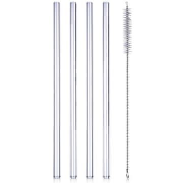 shumee Slamice za pitje s čistilom, steklene, 20 cm, 4 kosi.